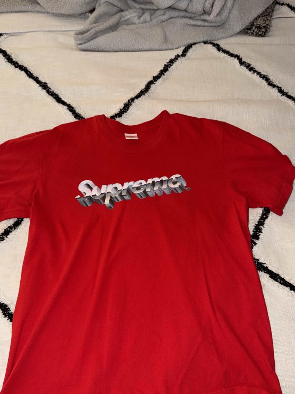 Supreme Red Tee with Metallic 3D Logo